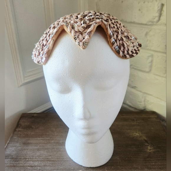 Vtg 50s-does-20s Fascinator Hat With Sequins, Gatsby, Party, Wedding, S/M - Picture 3 of 7